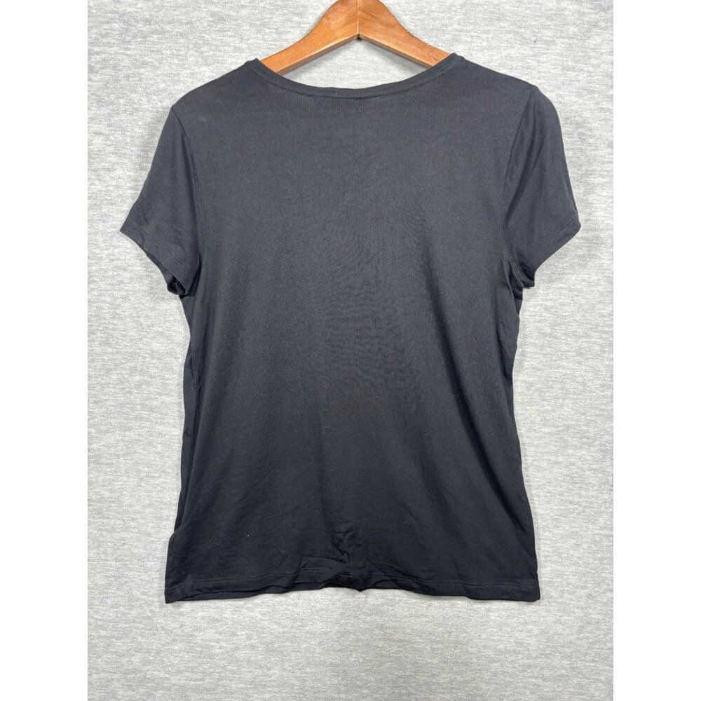 Ralph Lauren Womens T-Shirt L Black RLL Red Plaid Logo Cotton - Picture 5 of 5